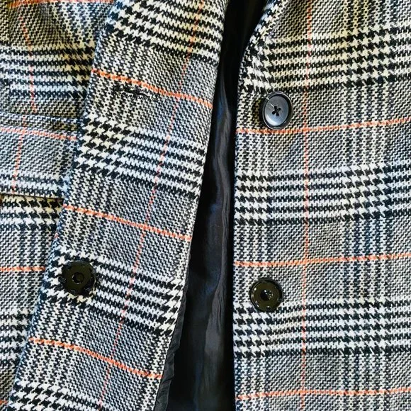 Kendall & Kylie Black & Brown Plaid Menswear-Inspired Winter Coat NWT MSRP $180 - Picture 8 of 16